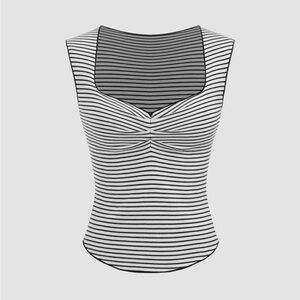Cider Black & White Striped Twist-Front Tank